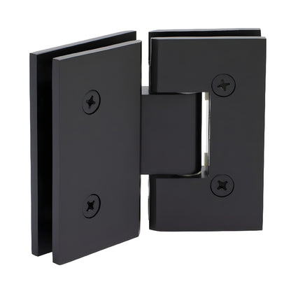 Matte oil-rubbed bronze square shower hinge for 3/8-1/2" glass, glass-to-glass 135 , SKU V1E0450RB