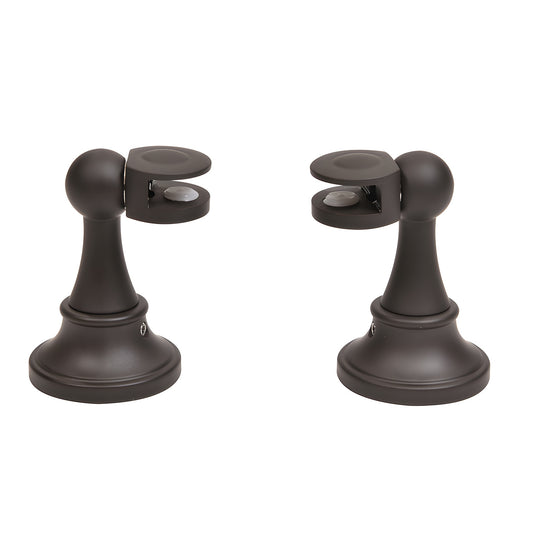 Pair of oil-rubbed bronze tilting mirror pivot brackets (SKU MP64080RB) for 1/8"-1/4" (3-6mm) mirrors.