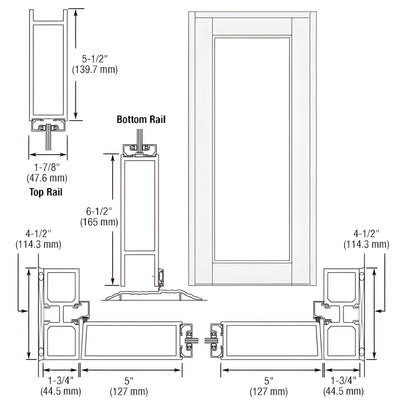 CRL-U.S. Aluminum 850 White Kynar Entry Door - Wide Stile Offset