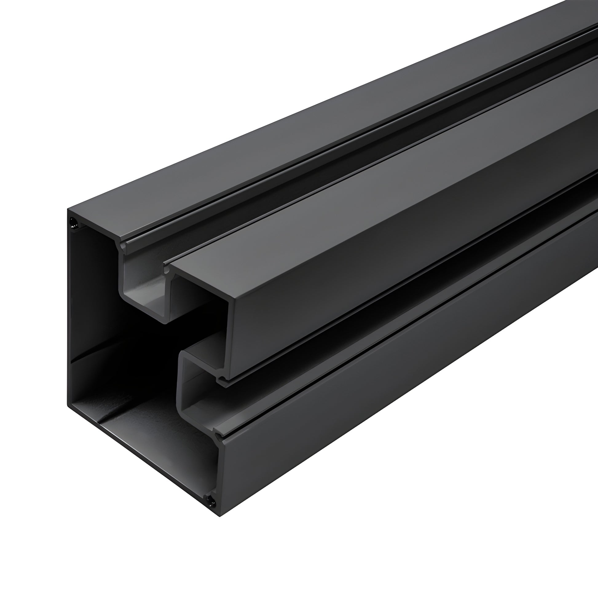 C972BL matte black 6005 T6 aluminum Cielo windscreen post extrusion, slim profile for 1/2" or 9/16" glass.