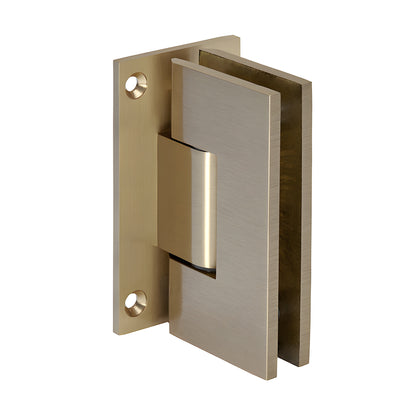 Brushed-bronze brass Vienna shower door hinge with full backplate for 3/8-1/2 glass, SKU V1E037BBRZ