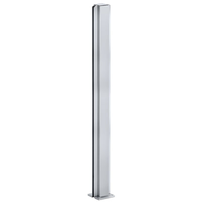 Satin anodized aluminum 30" square partition post with U-channel glazing for 1/4" glass (SKU D990A30C)