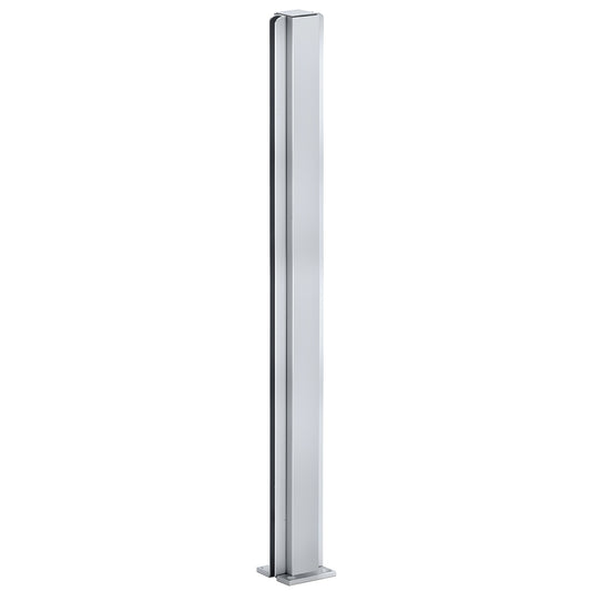 Satin anodized aluminum 30" square partition post with U-channel glazing for 1/4" glass (SKU D990A30C)