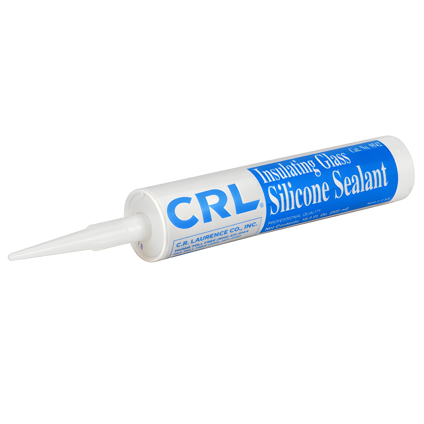CRL Insulating Glass Silicone Sealant cartridge, 10.3 oz, white tube with blue label and nozzle - SKU 9542