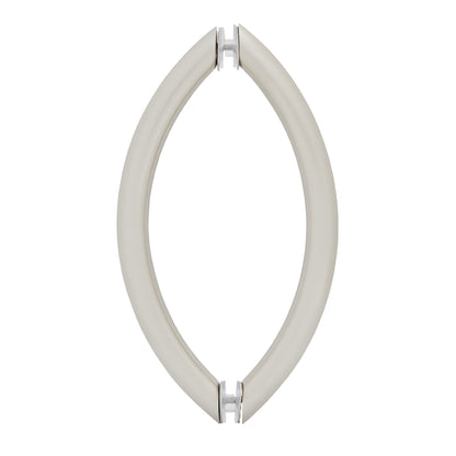 Crescent tubular brass shower/wardrobe door pull, brushed nickel finish, 8" c to c, fits 1/4-1/2" tempered glass