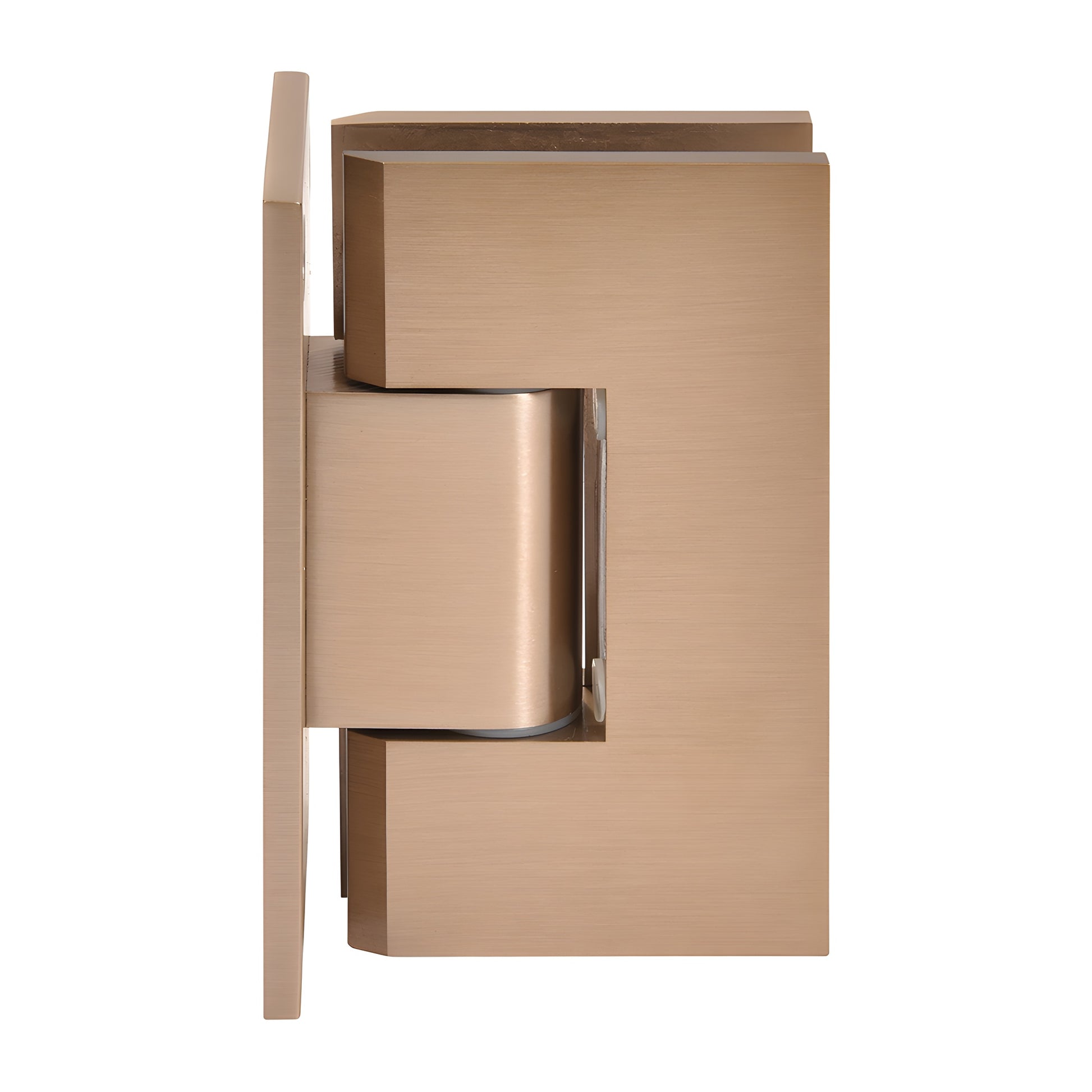 Dark brushed-bronze adjustable Vienna shower door hinge with full back plate, brass, for 3/8-1/2" glass