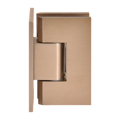 Dark brushed-bronze adjustable Vienna shower door hinge with full back plate, brass, for 3/8-1/2" glass