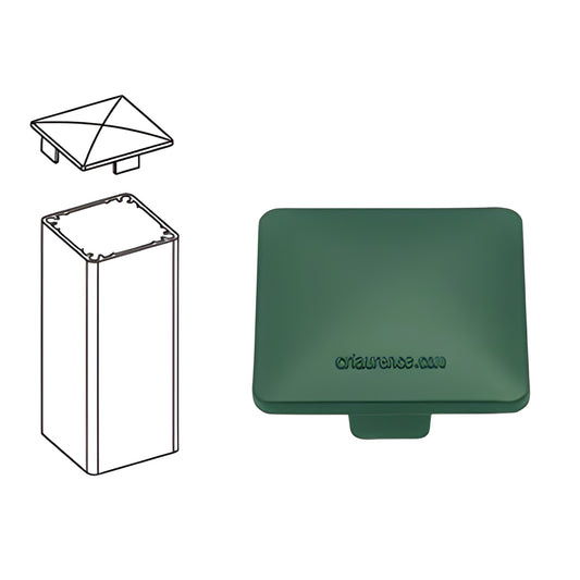 PC2C low-profile aluminum pyramid post cap, fits 2-3/8" (60 mm) square posts, green finish