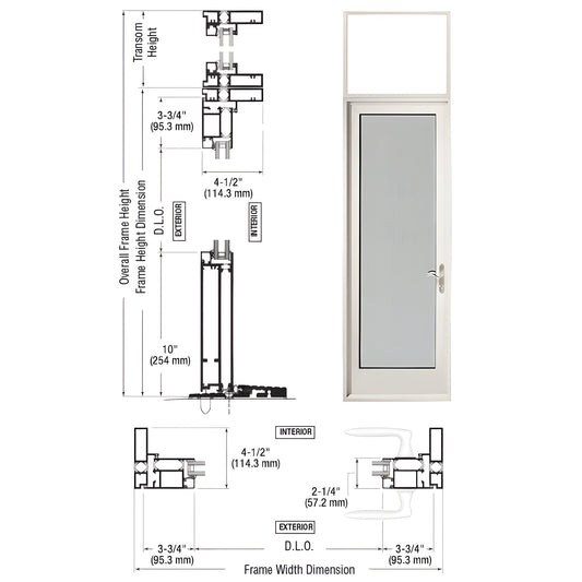 White Kynar outswing patio door with transom, 1" insulating glass, thermally broken frame, five point lock - SKU PNA91552R0