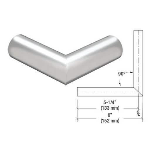"CRL Polished Stainless Steel 90° Corner Fitting, 1-1/2" Schedule 40, Sleek & Durable Desi