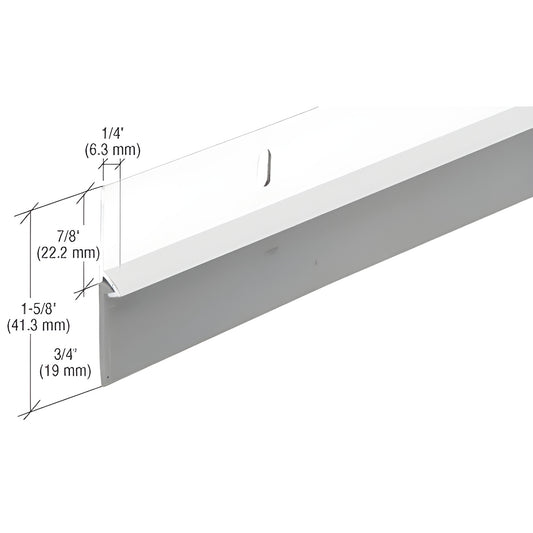 DS37W white aluminum door sweep, 36" long, 1-5/8" high with locked-in vinyl bottom seal.