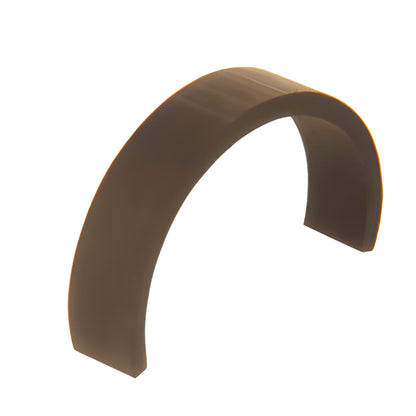 Brown coiled rubber anti-walk block (AWB12), curved arch 3-7/16" long for storefront glazing.
