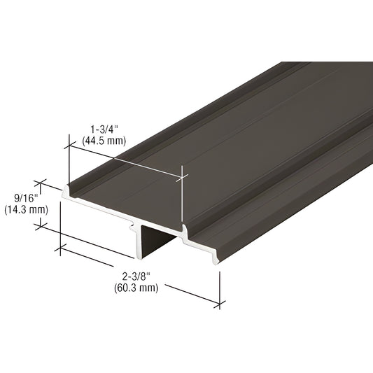 Black bronze anodized aluminum extrusion profile SKU 1G14722, T-shaped curtain wall cap, 2-3/8" x 1-3/4"
