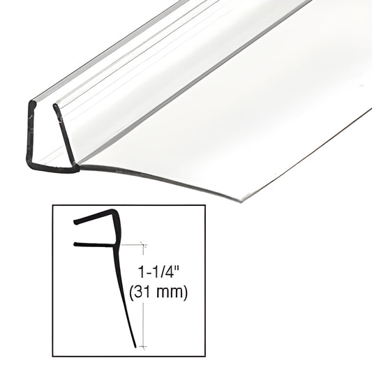 Clear polycarbonate U-channel with 1-1/4" (31 mm) fin for sliding glass doors, 95" length - SKU PCSER78.