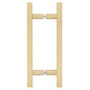 SLP8X8SB satin brass ladder-style square tubular shower door pull, 12" overall, 3/4" tube, back-to-back glass mount