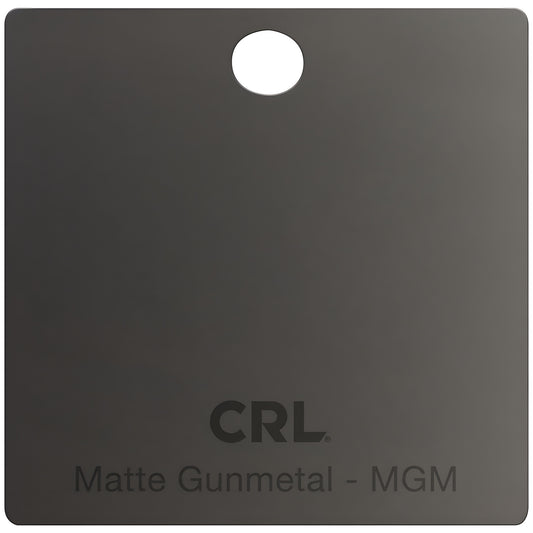 CRL matte gun metal brass shower door hinge finish chip, rectangular sample with top hanging hole (SKU CH2PMGM)