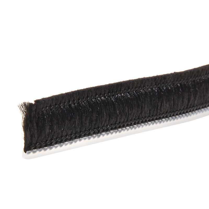 W562C black astragal pile weatherstrip with white polypropylene backing - replacement seal for Vanguard Security doors.
