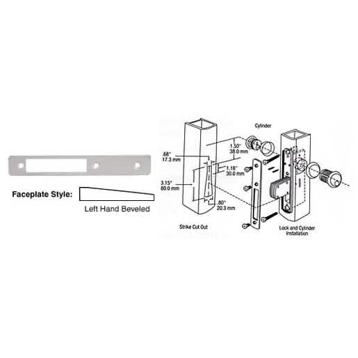CRL Aluminum Left Hand Beveled Faceplate for DL2110 Deadlocks - Enhance Security