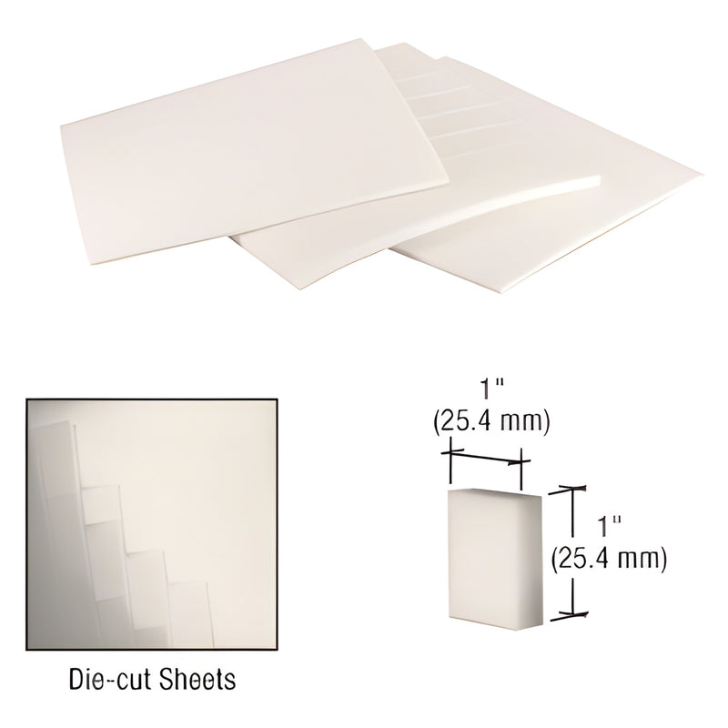NSP1211 adhesive foam shipping pads - die-cut sheets of light yellow high-density foam, 1" square, 1/2" thick.