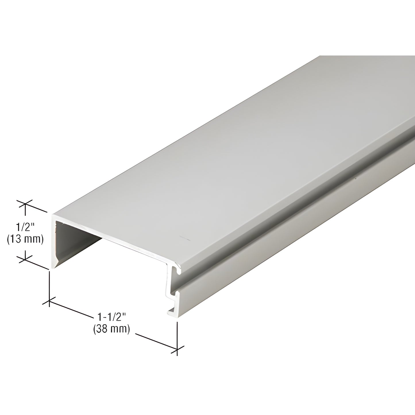 Clear anodized 6063-T5 aluminum extrusion profile, 1/2" x 1-1/2" - SKU 1G14611