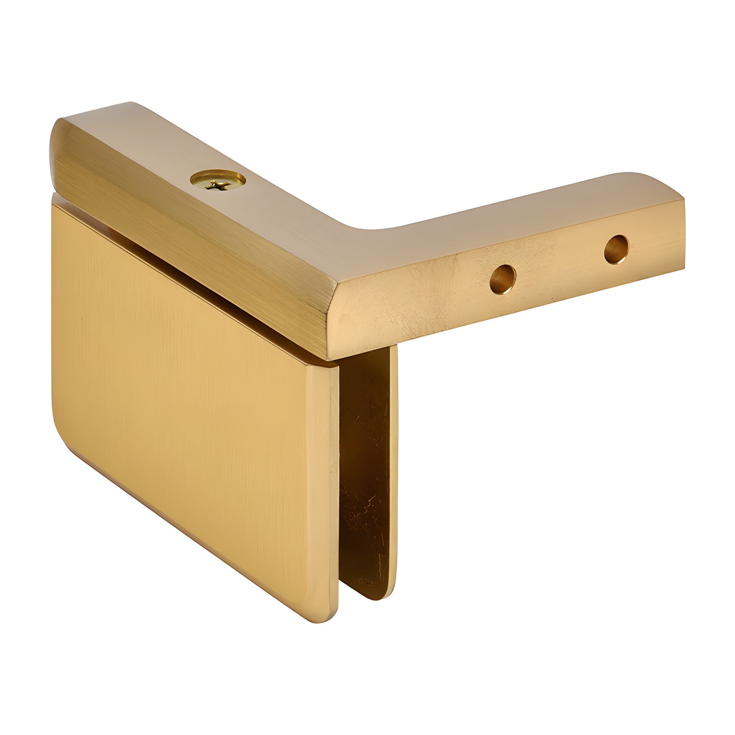 PPH05RSB satin brass beveled pivot hinge, right-hand wall-mount for 8-10mm tempered glass shower door