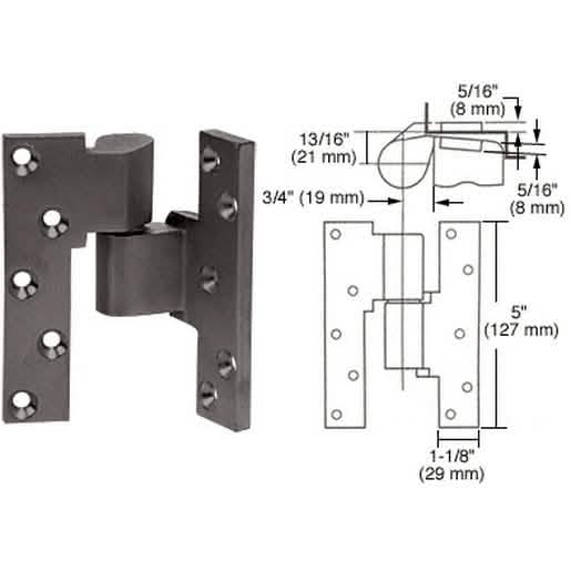 Rixson® Dark Bronze Right Hand 3/4" Offset Intermediate Pivot for doors. Durable and styli