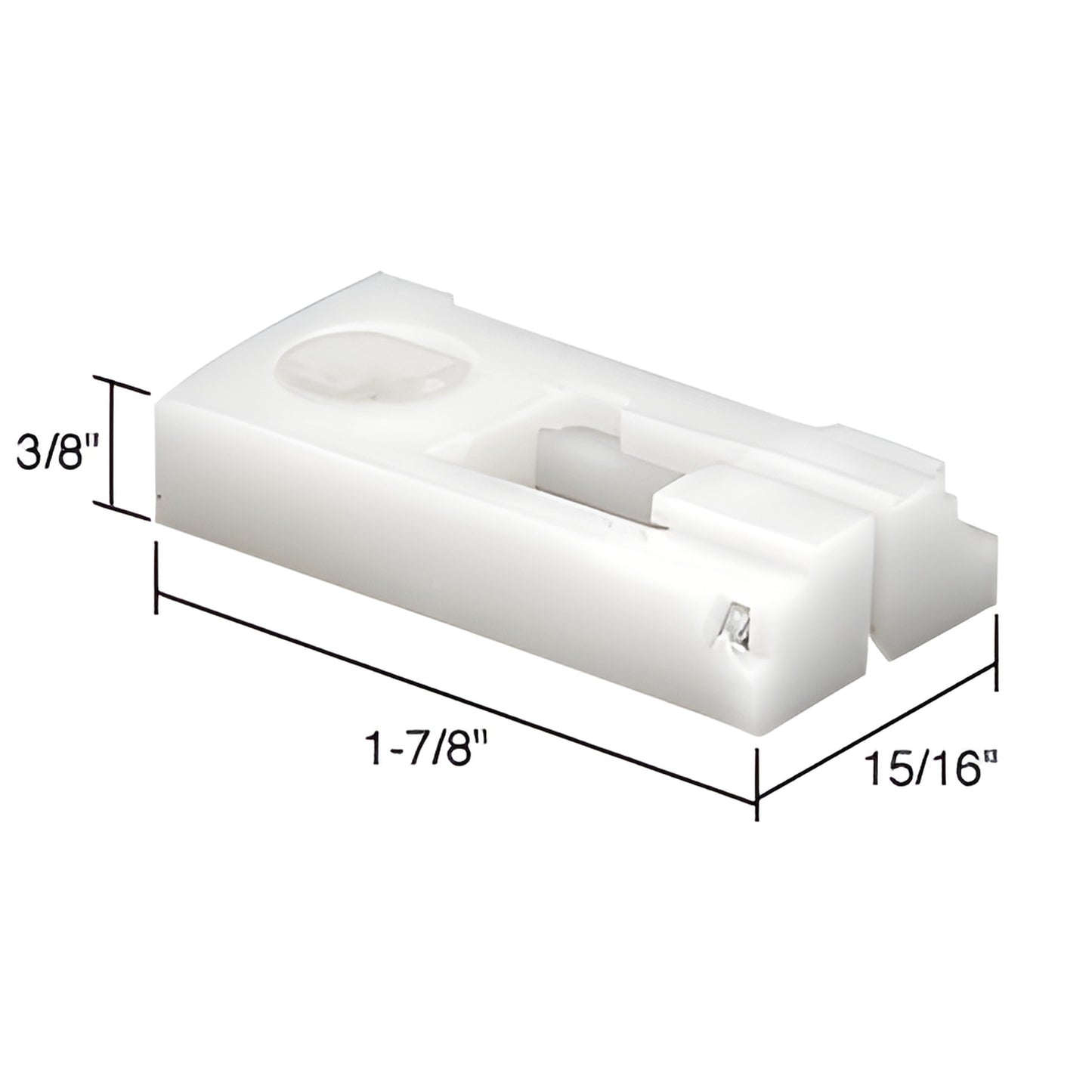 CRL nylon lock shoe H3786 for 3/8" spiral window balances, white, 1-7/8" x 15/16" x 3/8", 2 per pack
