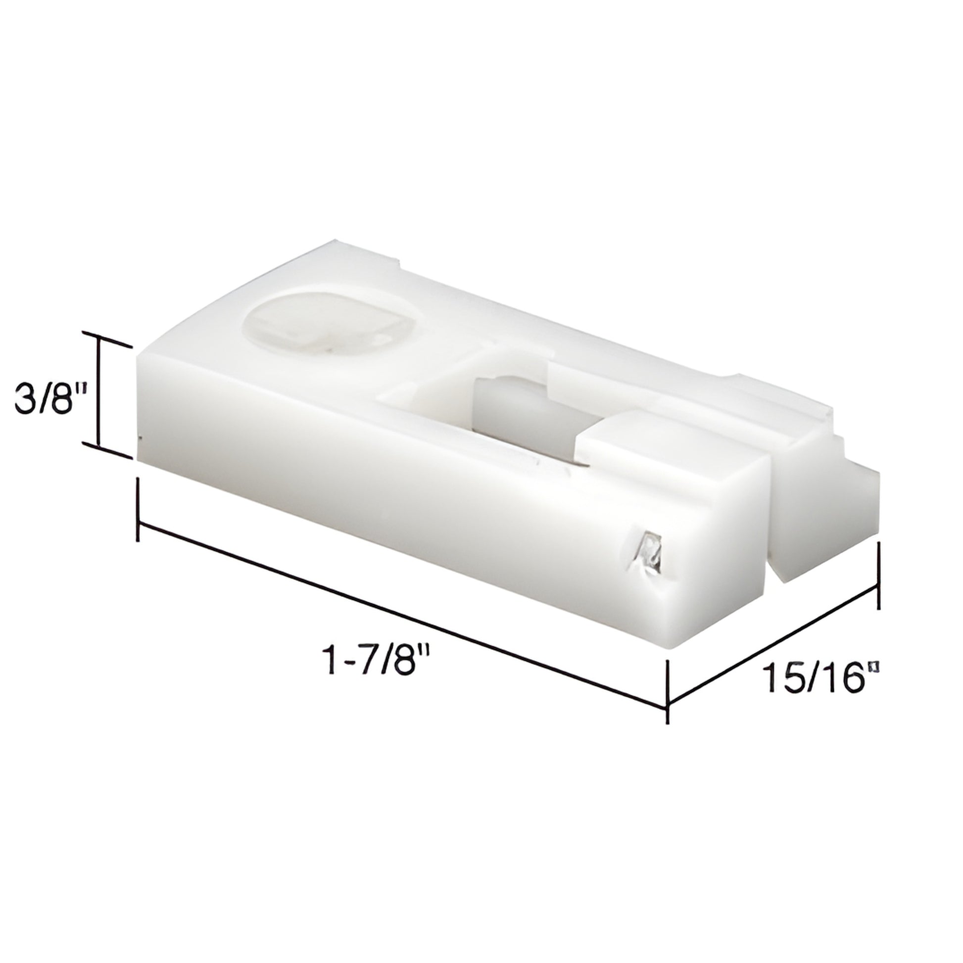 CRL nylon lock shoe H3786 for 3/8" spiral window balances, white, 1-7/8" x 15/16" x 3/8", 2 per pack