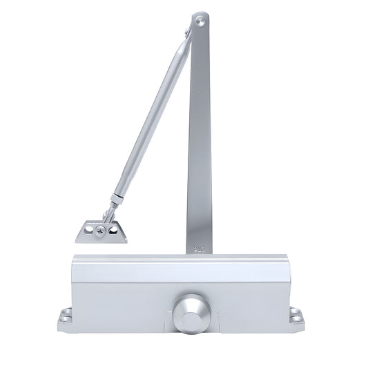PR42A aluminum surface-mounted door closer with parallel arm, adjustable spring 2-5, Grade 1 commercial