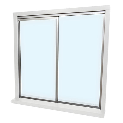 Florence 36x48 sliding glass transaction window (XO), satin anodized frame, 1/4" clear tempered glass, SKU D1038AX03648