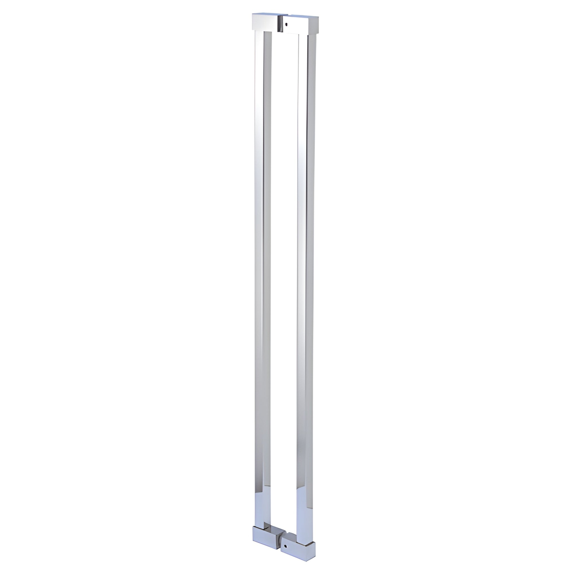 SQC42X42PS polished stainless steel 43 in square ladder pull handle, back-to-back mount for 3/8-3/4 in glass