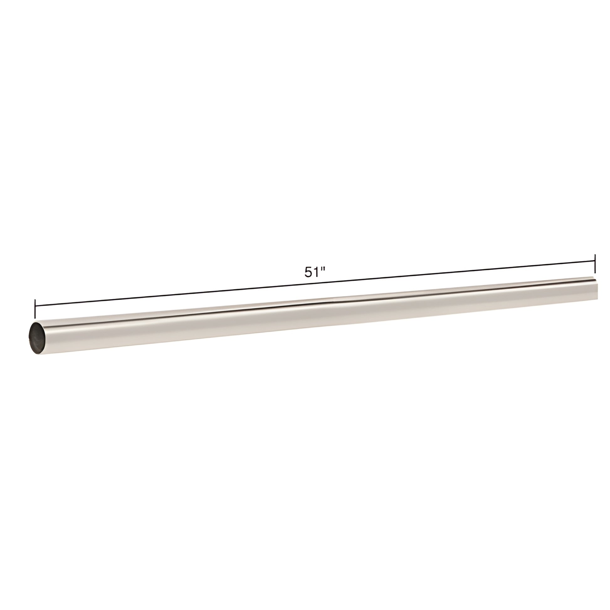 Polished nickel 3/4" (19 mm) brass support bar, 51" long for frameless shower enclosures - SKU S2PN
