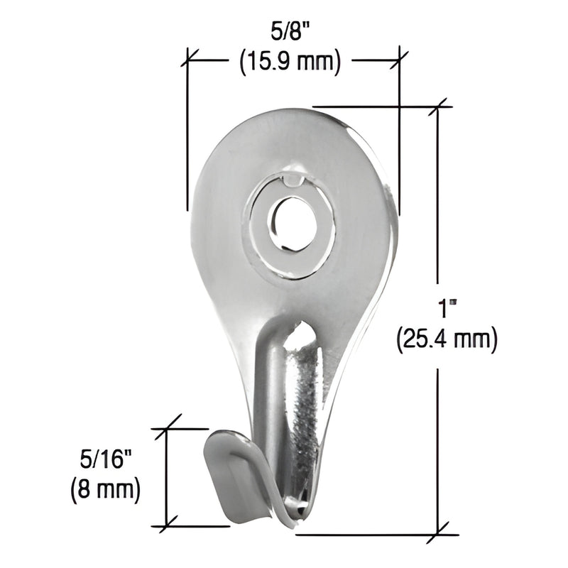 MH58 zinc-plated steel molly hook for picture hanging - 1" tall, 5/8" head, 5/16" hook opening.