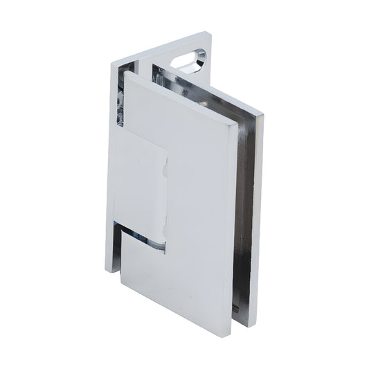 Polished chrome solid-brass Melbourne wall-mount glass door hinge, self-centering (SKU MEL024CH)