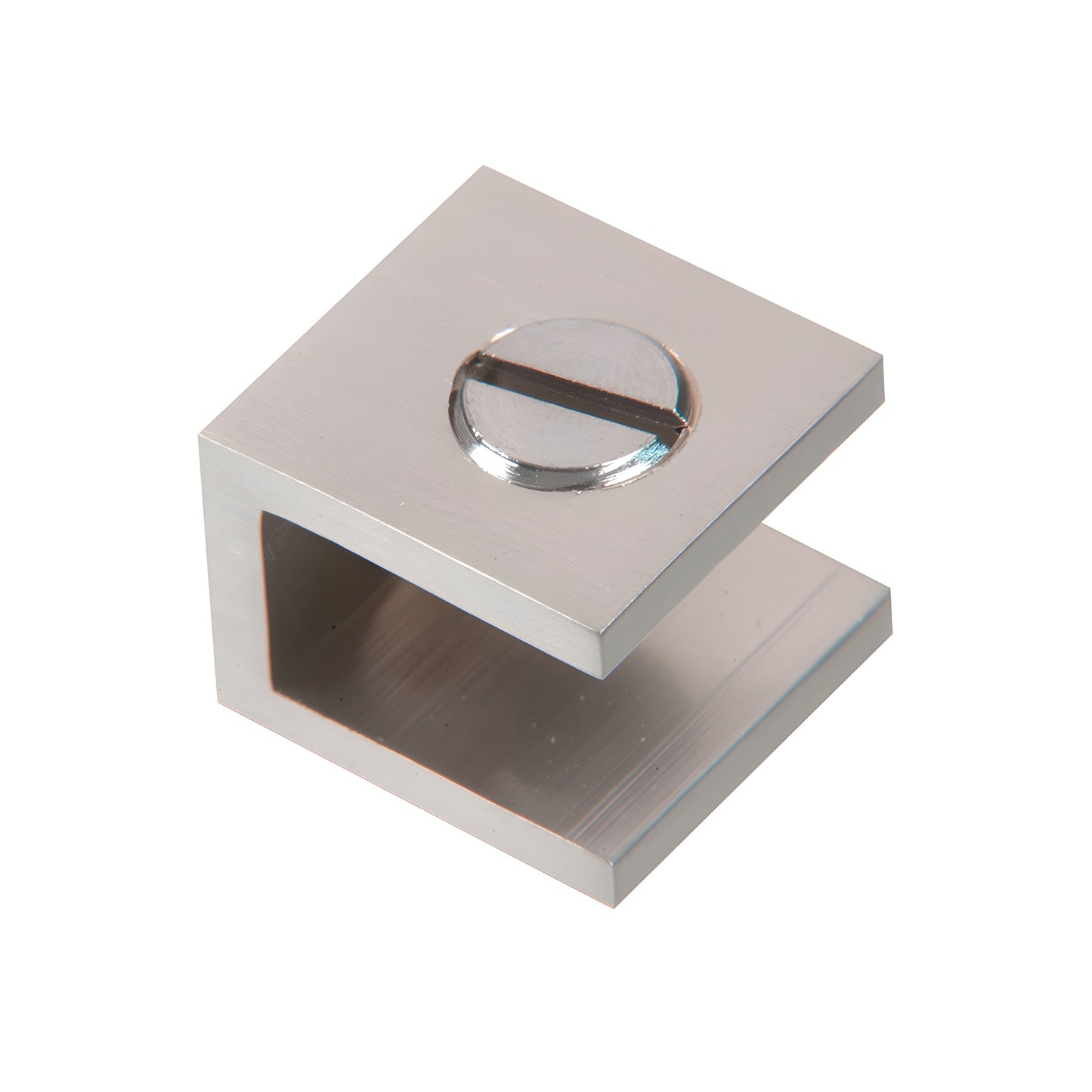 Brushed nickel brass set-screw glass clamp (no-drill) for 5-6mm glass, 10-pack, SKU EH23