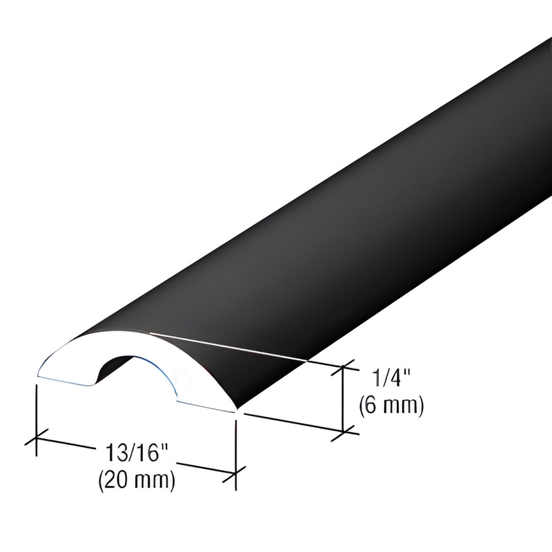 SDT980MBL matte black aluminum half-round shower threshold, tapered sill, 95 in length, 13/16" x 1/4" profile