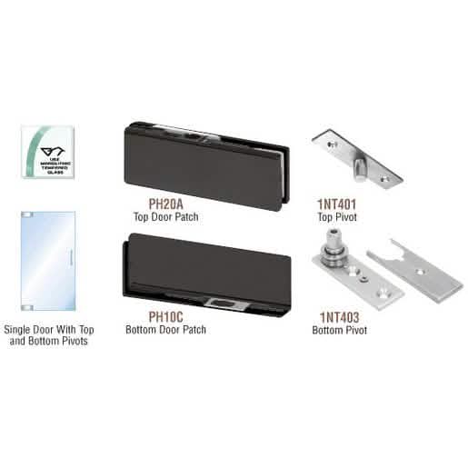 CRL Matte Black North American Patch Door Kit - Sleek design, no lock, durable finish.