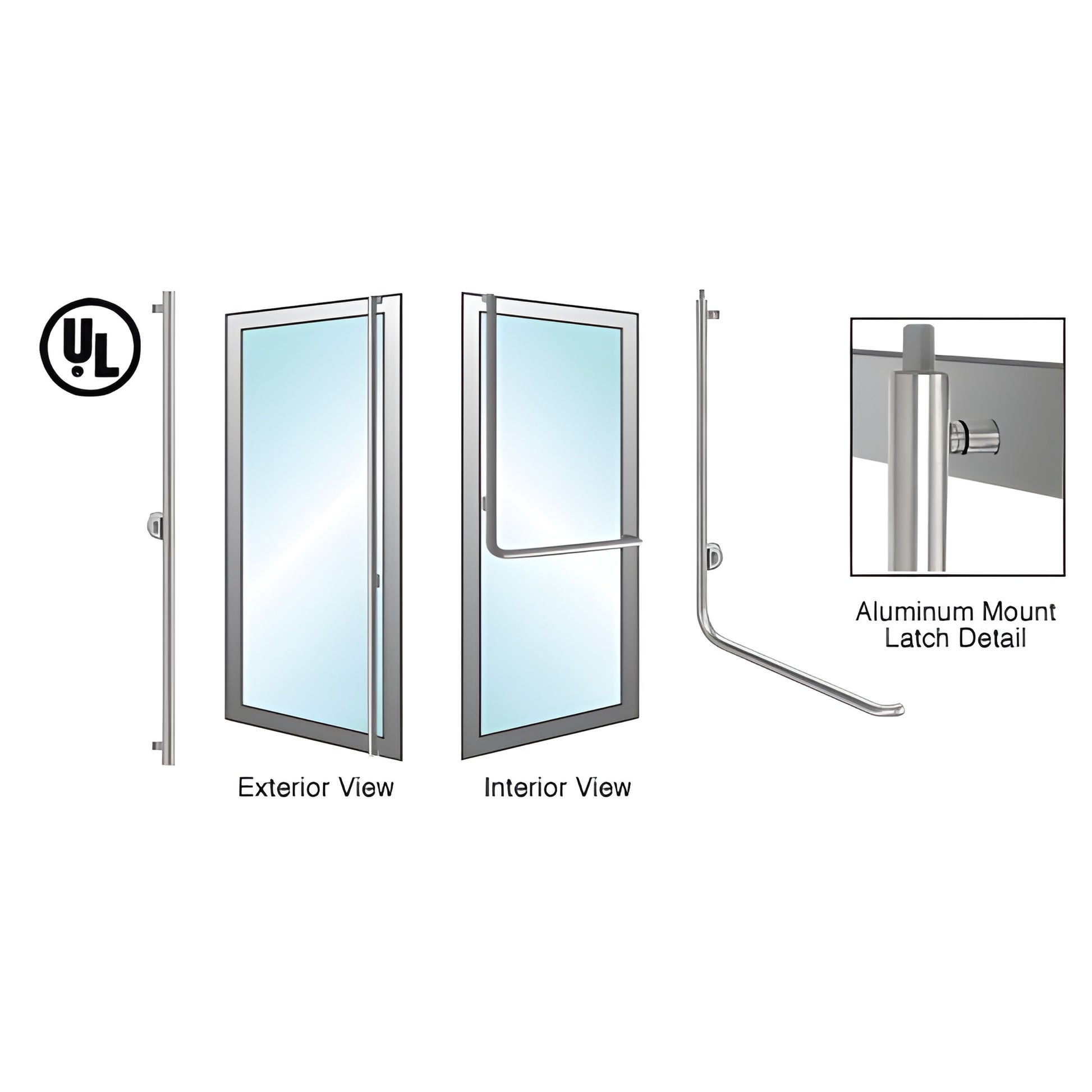 DBR100F4AKBS brushed stainless steel deadbolt handle for exterior tempered glass doors, left-hand reverse, 1-1/4" dia.