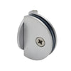 EH185 half-round satin chrome glass hinge for 1/4-5/16" (6-8mm) glass, wall-mount, 24" max door width.