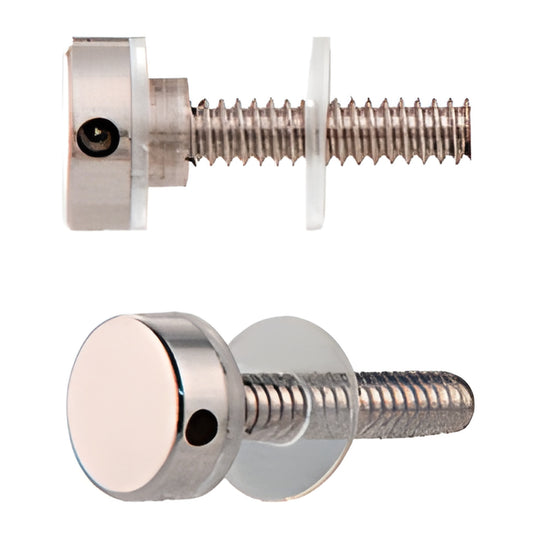 CAP12PS polished 1/2" 316 stainless standoff cap with 10-24 threaded 1-1/2" stud and mounting washers