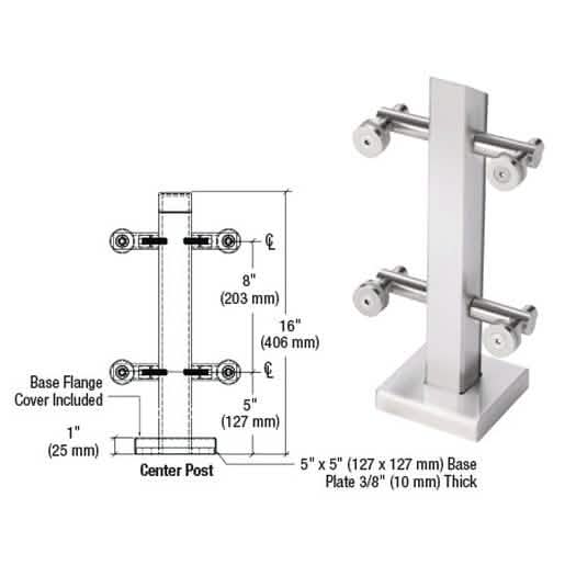 CRL 316 Polished Stainless Point Supported Center Post for Glass Applications