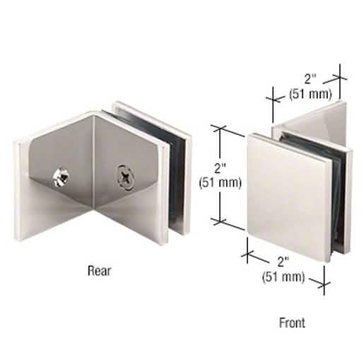 CRL Polished Nickel Fixed Panel Square Clamp With Large Leg for secure glass installation.