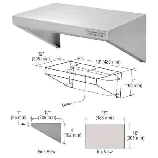 CRL Stainless Steel Purse Shelf, 19"x12", sleek design, durable, perfect for retail displa