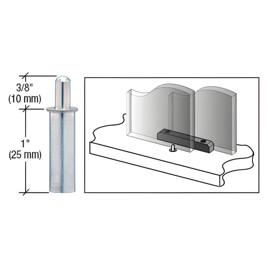 CRL D35 aluminum retractable lower guide, spring-loaded metal tip for sliding panels, 1 in body and 3/8 in tip.