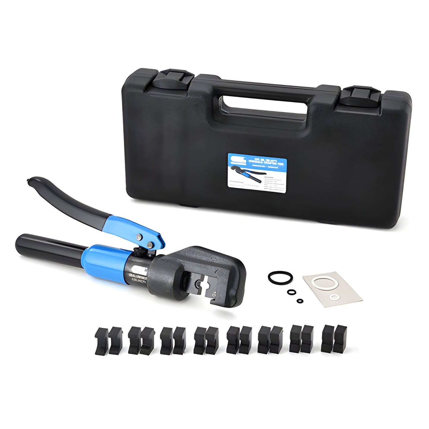 CRL Hansen hydraulic crimping tool CBLHCT1 with carrying case and set of interchangeable steel crimping dies
