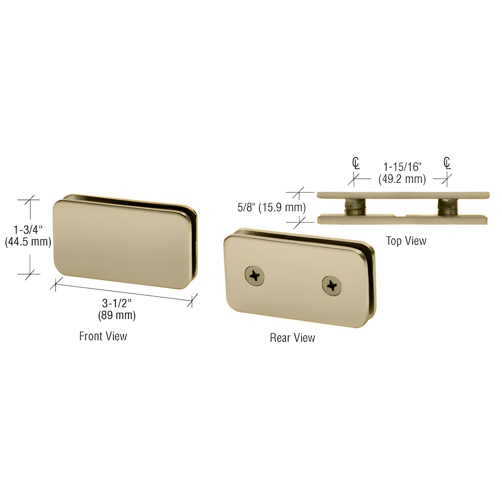 GCB184BBRZ brushed bronze 180 double-stud solid brass glass clamp for 8-12mm frameless shower panels.