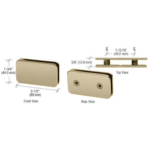 GCB184BBRZ brushed bronze 180 double-stud solid brass glass clamp for 8-12mm frameless shower panels.