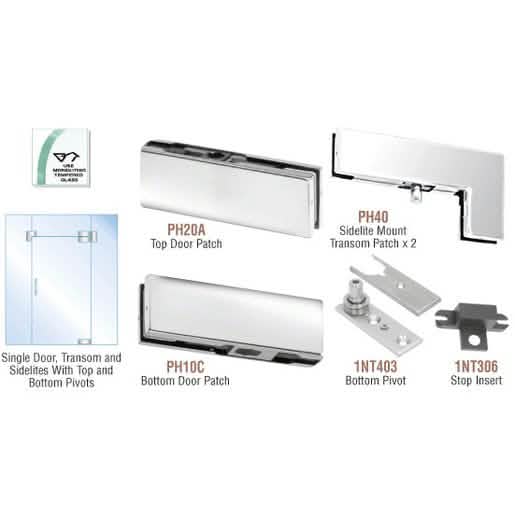 CRL Polished Stainless Door Kit for Transom & Sidelites - No Lock, Sleek Design