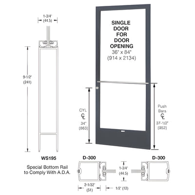CRL-U.S. Aluminum 250 Series Narrow Stile 3'x7' ADA Center-Hung Door