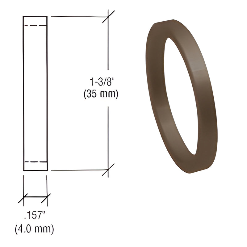 Dark bronze straight mortise cylinder spacer ring, 1-3/8" (35mm) diameter, 0.157" (4mm) thick - SKU DL2176DUA